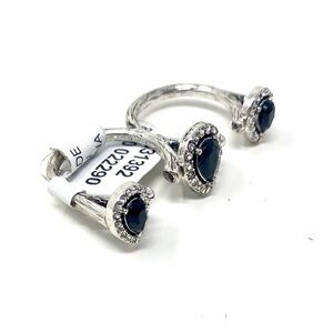 NWT Free People Triple Ring Black Stones Silver